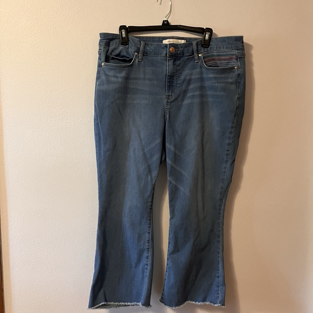 Vintage America Bootcut 16W Jeans Stretch Rainbow Embroidery Hippie Boho Western
